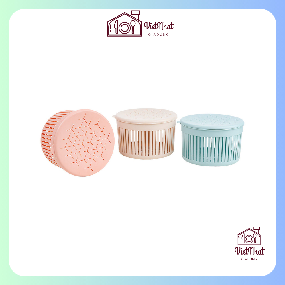 Rổ nắp tròn thái 3396, Rổ đựng hành tỏi thoáng khí có nắp đậy tiện dụng, rổ đựng trứng Việt Nhật cao cấp