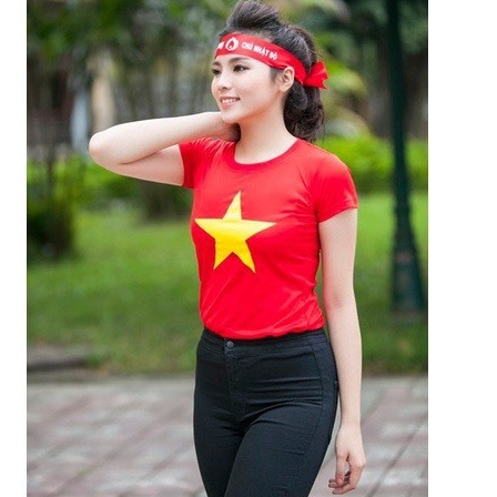 Áo cờ đỏ sao vàng dáng dài chất thun lạnh thể thao co giãn 4 chiều tôn dáng siêu đẹp