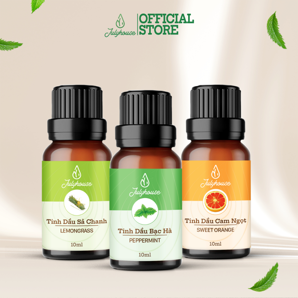 Ảnh Tinh dầu thiên nhiên JULYHOUSE 10ml chiết xuất từ Sả Chanh, Bạc Hà, Cam Ngọt, Sả Dịu, Sả Java, Quế khử mùi 1