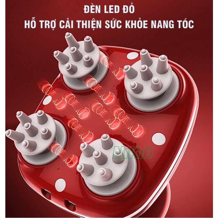 Máy massage đầu, gội đầu cầm tay hồng ngoại rung và xoa bóp Nikio NK-111 - Giảm đau nhức đầu