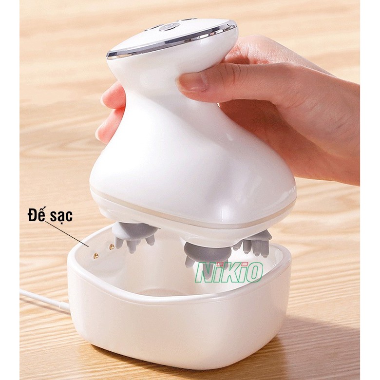 Máy massage đầu, gội đầu cầm tay hồng ngoại rung và xoa bóp Nikio NK-111 - Giảm đau nhức đầu