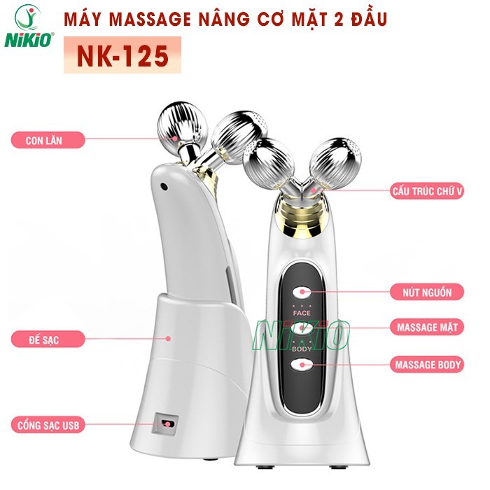 Máy massage nâng cơ mặt Nikio NK-125 - Cải thiện làn da, xóa nếp nhăn, công nghệ EMS mát xa hiệu quả