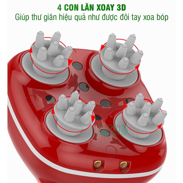 Máy massage đầu, gội đầu cầm tay hồng ngoại rung và xoa bóp Nikio NK-111 - Giảm đau nhức đầu