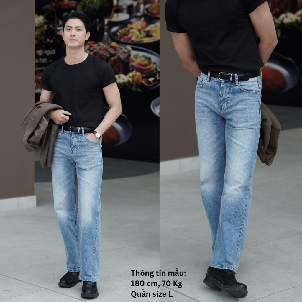 [Sale Lẻ Size + Voucher 50K] Quần Jeans Nam ống đứng/suông WSS vải dày cao cấp | Straight Fit Jeans | BigBuy360 - bigbuy360.vn