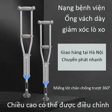 Nạng Chống Nách Bằng INOX Có Cao Su Mềm, Có tác dụng giảm sốc - Nạng Chống Hỗ Trợ Người Khuyết Tật, Tai Nạn