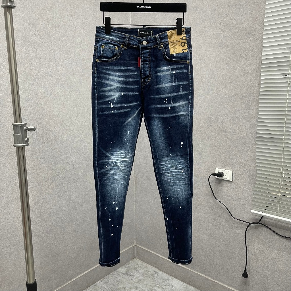 Amiri Jeans Yupoo Dsquared Jeans Quần Jean Nam D2 Xanh Bạc Nhăn 3D
