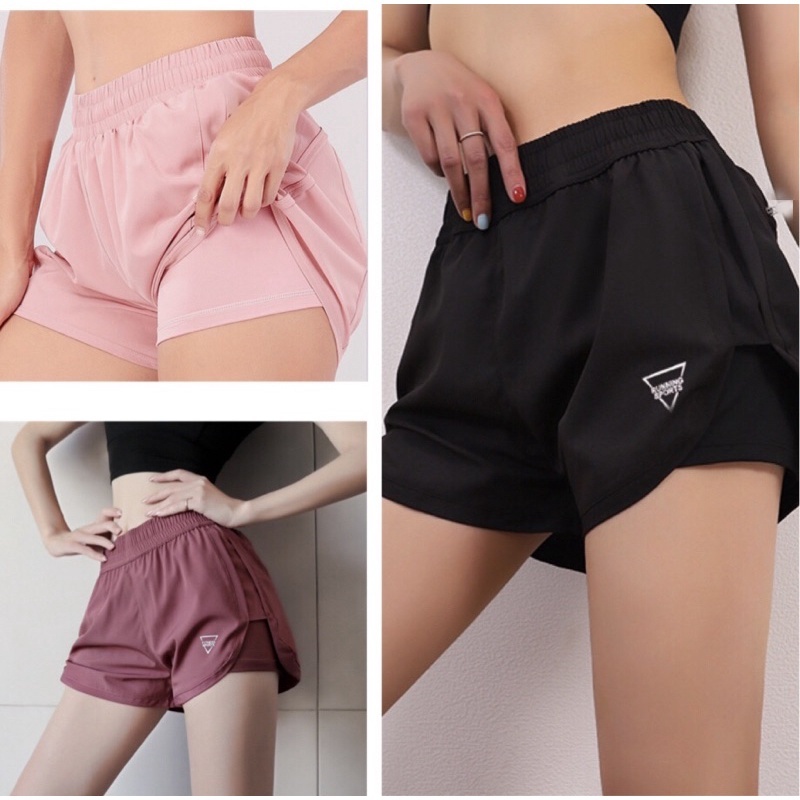 Quần đùi thể thao vạt tròn 2 lớp nữ phù hợp chơi boxer tập gym, chạy bộ, yoga, aerobic... của YOU SPED(QL028)