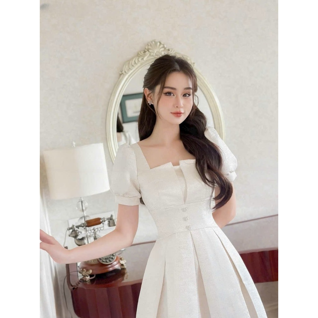 [ HÀNG THẬT 100%] Đầm dự tiệc nữ cúp n.g.ực xếp ly form ngắn trẻ trung thanh lịch