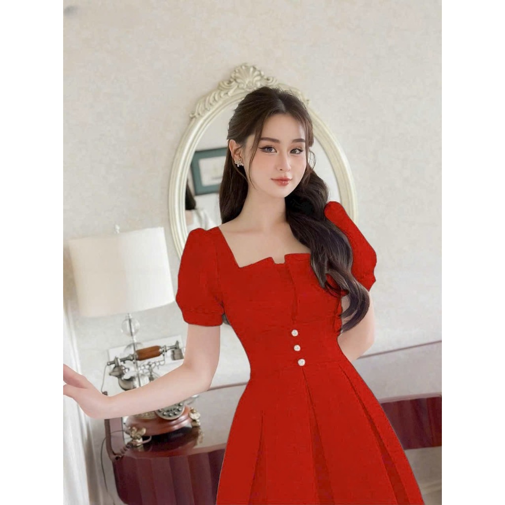 [ HÀNG THẬT 100%] Đầm dự tiệc nữ cúp n.g.ực xếp ly form ngắn trẻ trung thanh lịch