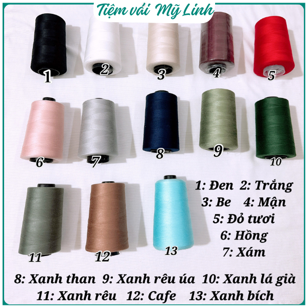 Chỉ may cuộn 5000m các màu cuộn nguyên - Tiệm vải Mỹ Linh | Shopee Việt Nam