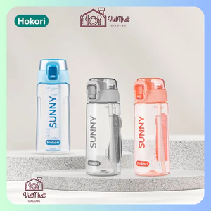 Bình nước Sunny 630ml Hokori 0084, Bình nước thể thao đa năng có ống hút Việt Nhật cao cấp