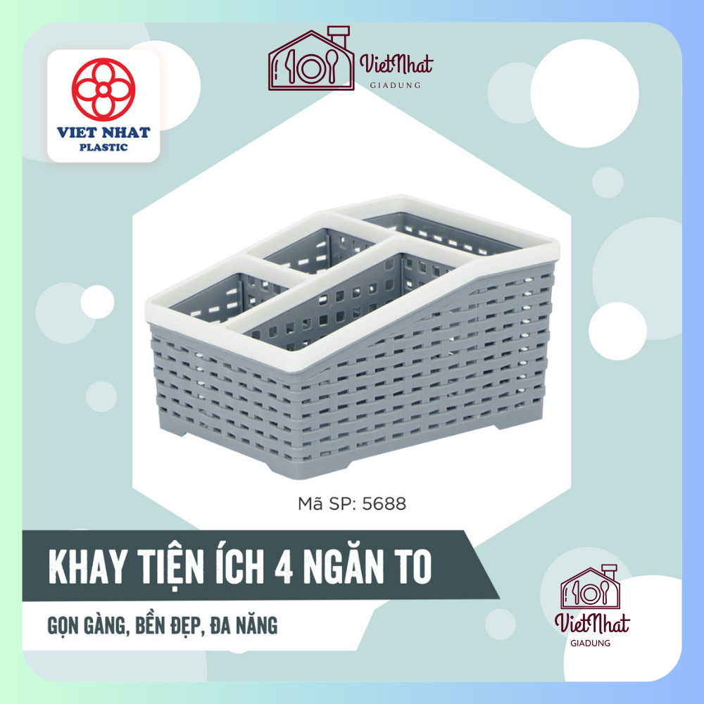 Khay Tiện Ích 4 Ngăn 5688, Khay Để Đồ Đa Năng Tiện Lợi