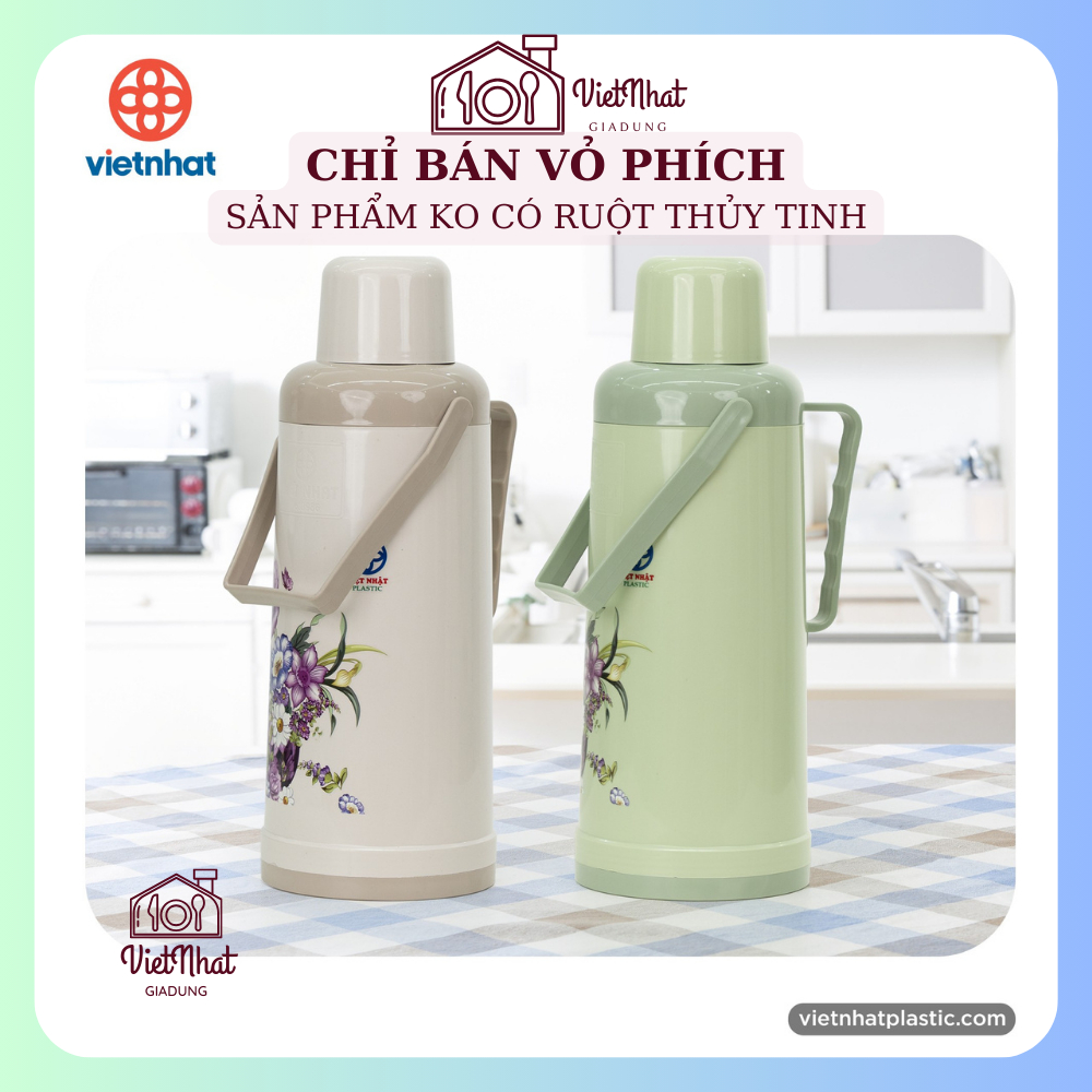 Vỏ phích nước 2L (chỉ bán vỏ ko có lõi thủy tinh) 3986-1, Vỏ Phích đựng nước nóng Việt Nhật