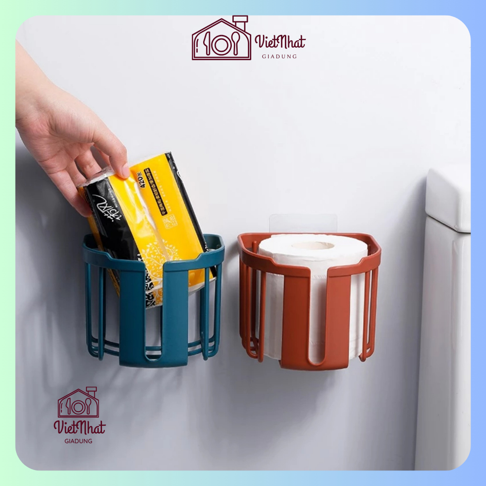 Giỏ tiện ích 3380 Giỏ đựng giấy vệ sinh dán tường tiện ích Việt Nhật, Khay kệ đựng đồ đa năng nhà tắm, nhà bếp
