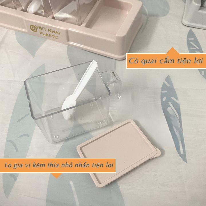 Bộ 4 Hũ Đựng Gia Vị  Nhựa Việt Nhật Cao Cấp, Hũ Đựng Gia Vị Đẹp Có Kèm Thìa Tiện Lợi 2939