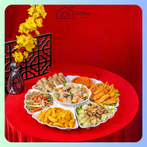 Bộ bát đĩa hoa mặt trời 6836, Bộ bát nhựa trang trí mâm cơm ngày Tết, Bộ bát đĩa ăn cơm Nhựa Việt Nhật 7 món