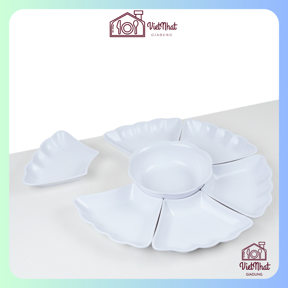 Bộ bát đĩa hoa mặt trời 6836, Bộ bát nhựa trang trí mâm cơm ngày Tết, Bộ bát đĩa ăn cơm Nhựa Việt Nhật 7 món