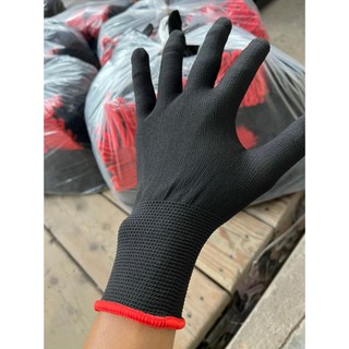 Găng tay lao động mút đen co giãn - Bao Tất Tay bảo hộ sợi len êm ái bởi Okamas Store