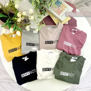 áo thun 3158 YUSTUDIO chất cotton khô mẫu Why Not tay lỡ form rộng