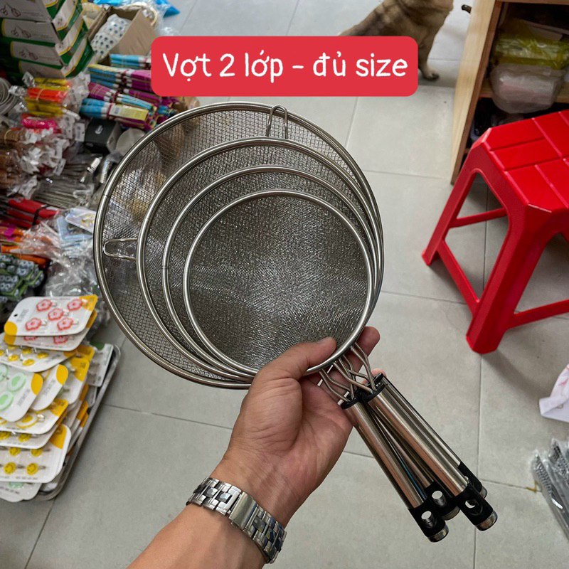 Vợt inox - Ray inox 2 lớp. dụng cụ vớt thức ăn, vớt bọt inox | Shopee ...