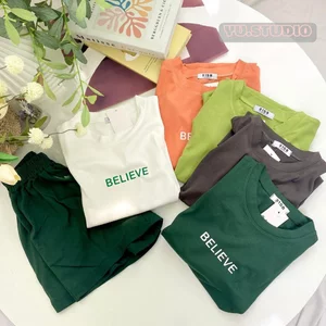 áo thun nữ YUSTUDIO 3158 cotton khô phông nam nữ mặc thoáng mát mẫu BELIEVE