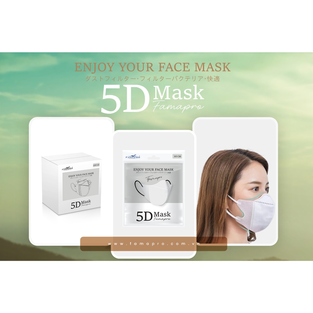 Ảnh Khẩu trang kháng khuẩn 3 lớp 5d mask Famapro size 40-60kg 3