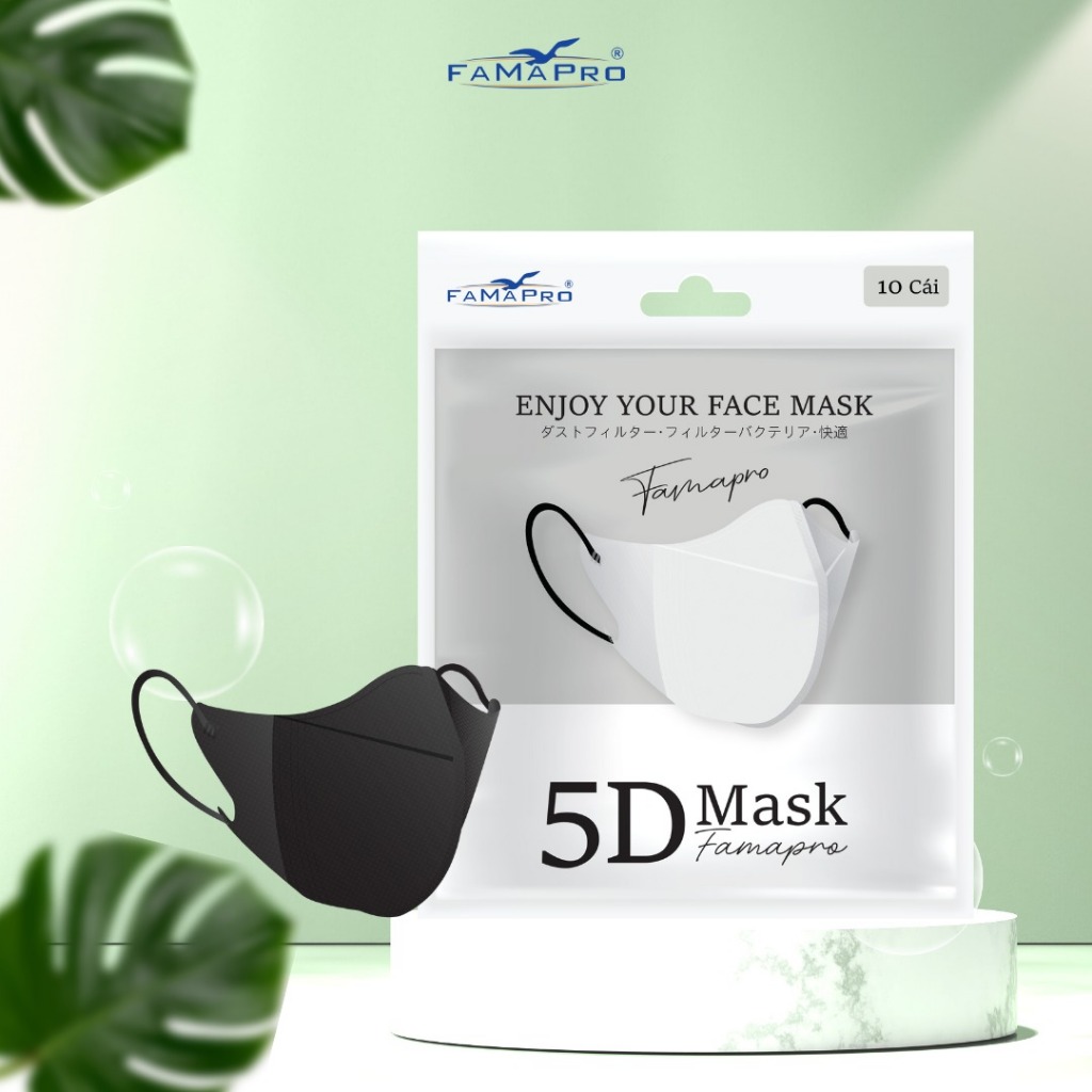 Ảnh Khẩu trang kháng khuẩn 3 lớp 5d mask Famapro size 40-60kg 1