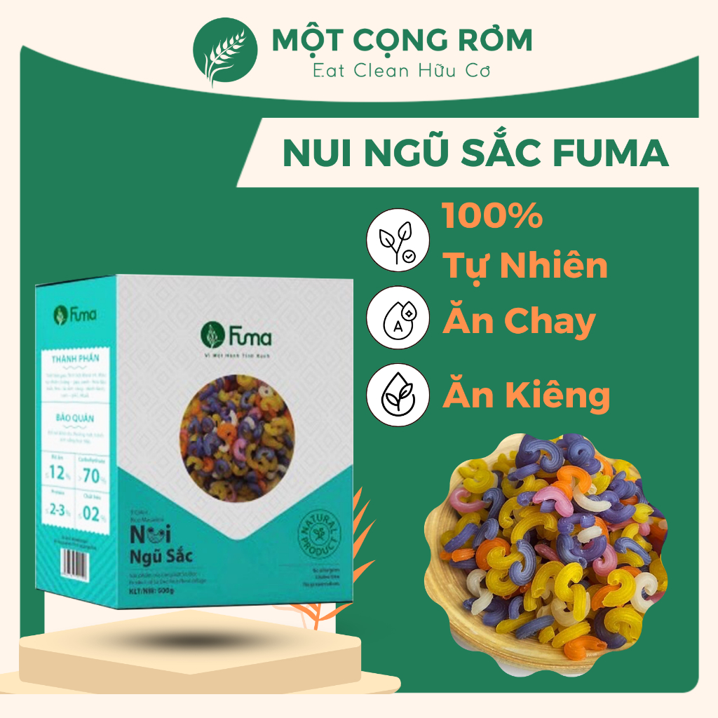 Nui Ngũ Sắc FUMA, Nui Rau Củ Tự Nhiên Hộp 500g 100% Thành Phần Tự Nhiên ...