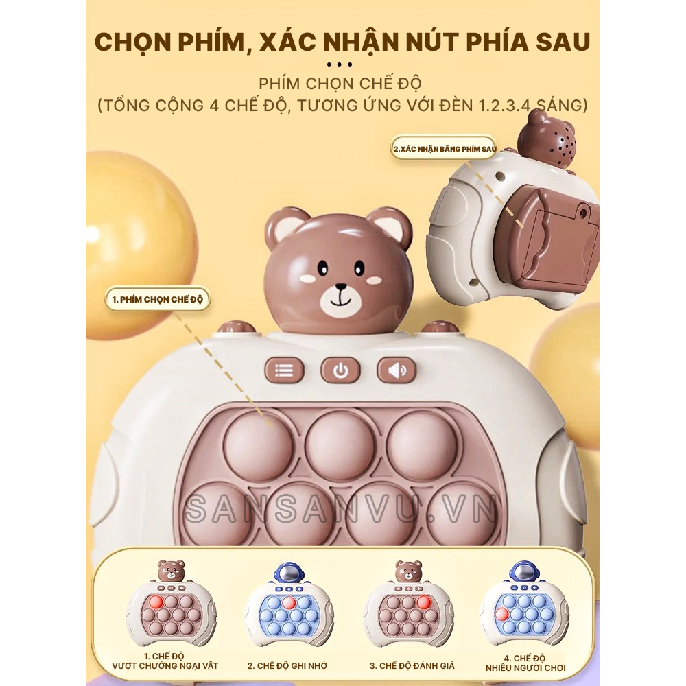 Đồ Chơi Pop it Thế Hệ Mới, Pop It Điện Tử Máy Chơi Game Giải Trí Bấm Nút Theo Đèn Nhạc Với Nhiều Level -Đồ Chơi PUKAPI