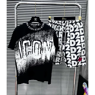 Bộ Quần Áo Thun DSQ Vẩy Sơn Chữ Icon Hotrend Hè 2024, Mẫu Quần áo Hè Nam Hot Siêu Thoáng Mát, Bộ Đồ Nam Hè Chất Siêu Mát