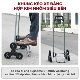Xe kéo đi chợ FujiHome trọng tải 30kg kèm túi vải - hợp kim nhôm chắc chắn ,Túi vải oxford