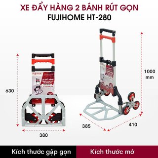 Xe kéo gấp gọn mini FujiHome HT-280 tải tọng 85kg, Hàng nhập khẩu chính hãng - Độ bền cao