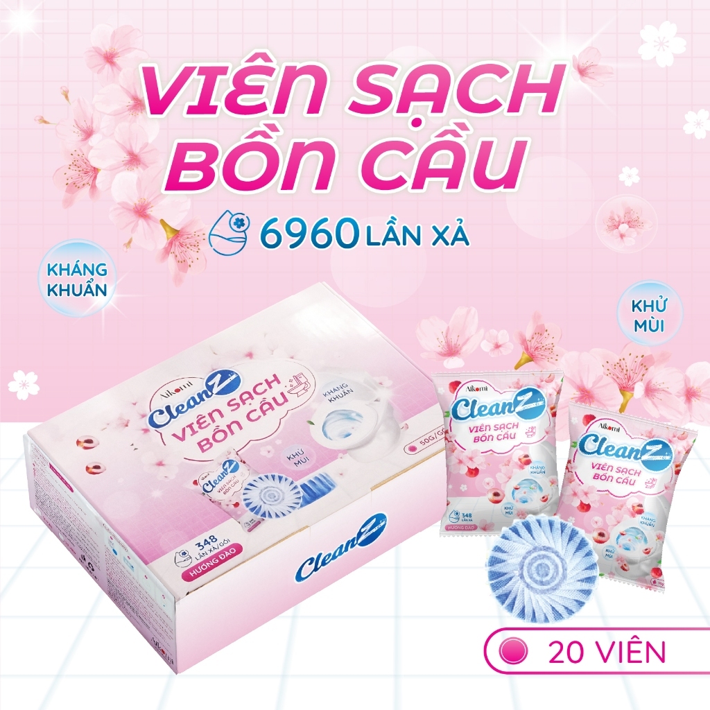 Combo 22 viên thả bồn cầu Cleanz diệt khuẩn thơm mát tẩy sạch mảng bám khử mùi hôi toilet thơm lâu không gian nhà vệ hôi