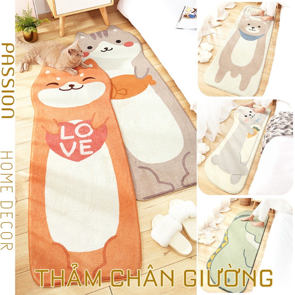 Thảm Lau Chân Lông Cừu Dài Dáng Động Vật Trang Trí Cửa Ra Vào Phòng Khách, Chân Giường Dễ Thương