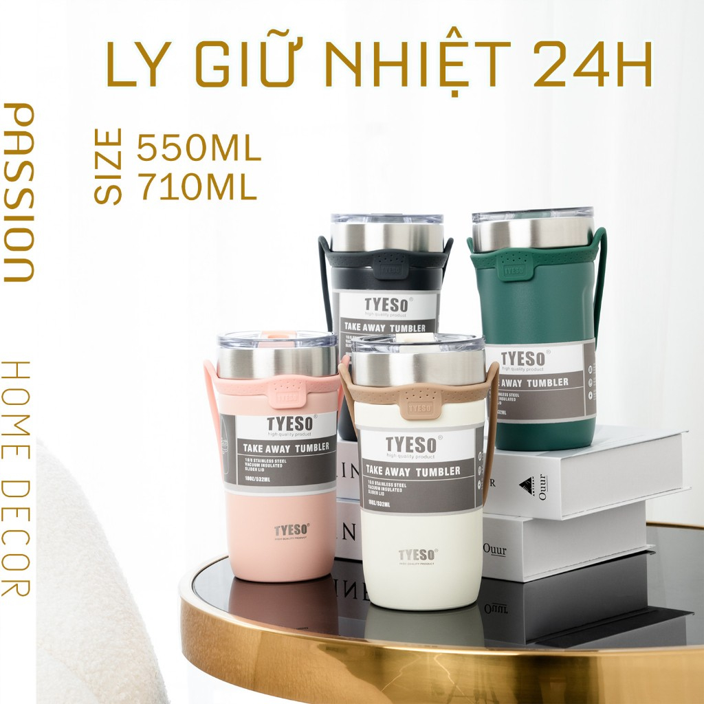Ly Giữ Nhiệt Phủ Silicon Cao Cấp Nắp Trong Suốt Sử Dụng Ống Hút Có Size Đại