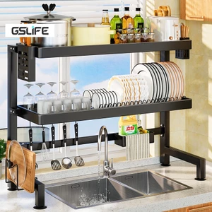Gslife Kệ Để Chén Đĩa Thông Minh Trên Bồn Rửa Đặt Trên Bồn Cao Cấp Sơn Đen Tĩnh Điện Cao Cấp