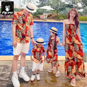 Đồng Phục Gia Đình Fig Tree Họa Tiết Lá Đỏ Du Lịch, Đi Biển, Chụp Hình Cực Xinh (MS 180)