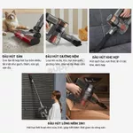 Máy hút bụi không dây Deerma VC80 lực hút mạnh, Máy hút bụi cầm tay có đầu hút nệm, màn hình LED, pin tháo rời — ảnh 7