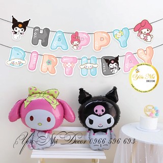 Dây treo chữ happy birthday hình thỏ kuromi trang trí sinh nhật Yến Nhi Decor