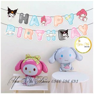 Dây treo chữ happy birthday hình thỏ kuromi trang trí sinh nhật Yến Nhi Decor
