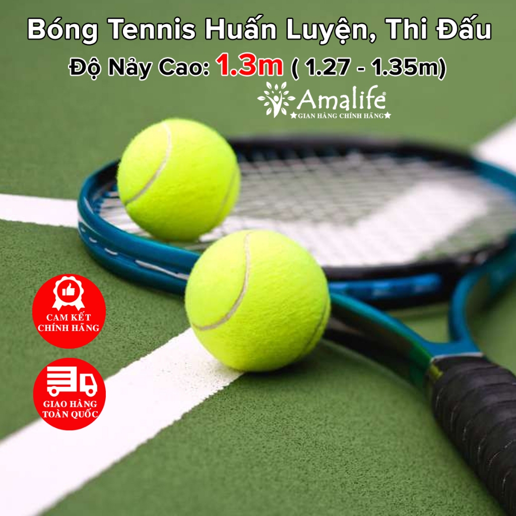 Ảnh Bóng Tennis Độ Nảy Cao 1.3m Mới 100% Banh Tennis Dùng Tập Luyện Cơ Bản Training Chính Hãng Amalife 1