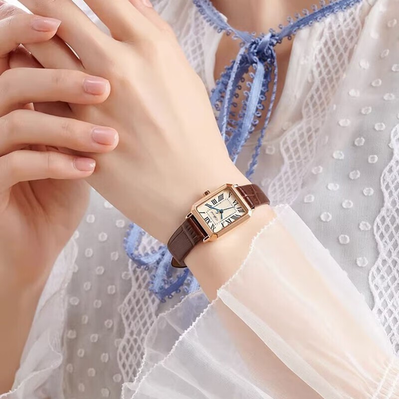 Đồng hồ nữ dây da mặt vuông thời trang vintage, đồng hồ đeo tay cường lực chống xước bảo hành 12 tháng | BigBuy360 - bigbuy360.vn