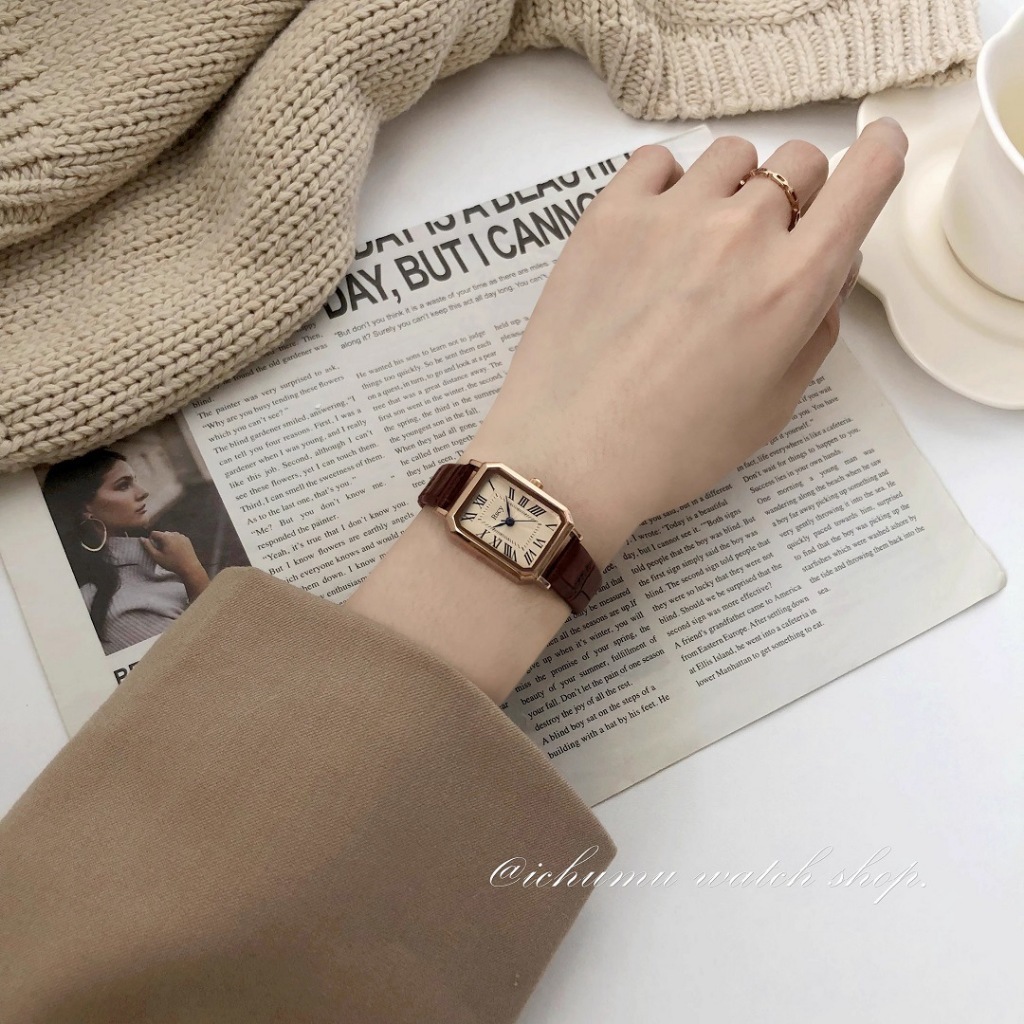 Đồng hồ nữ dây da mặt vuông thời trang vintage, đồng hồ đeo tay cường lực chống xước bảo hành 12 tháng | BigBuy360 - bigbuy360.vn