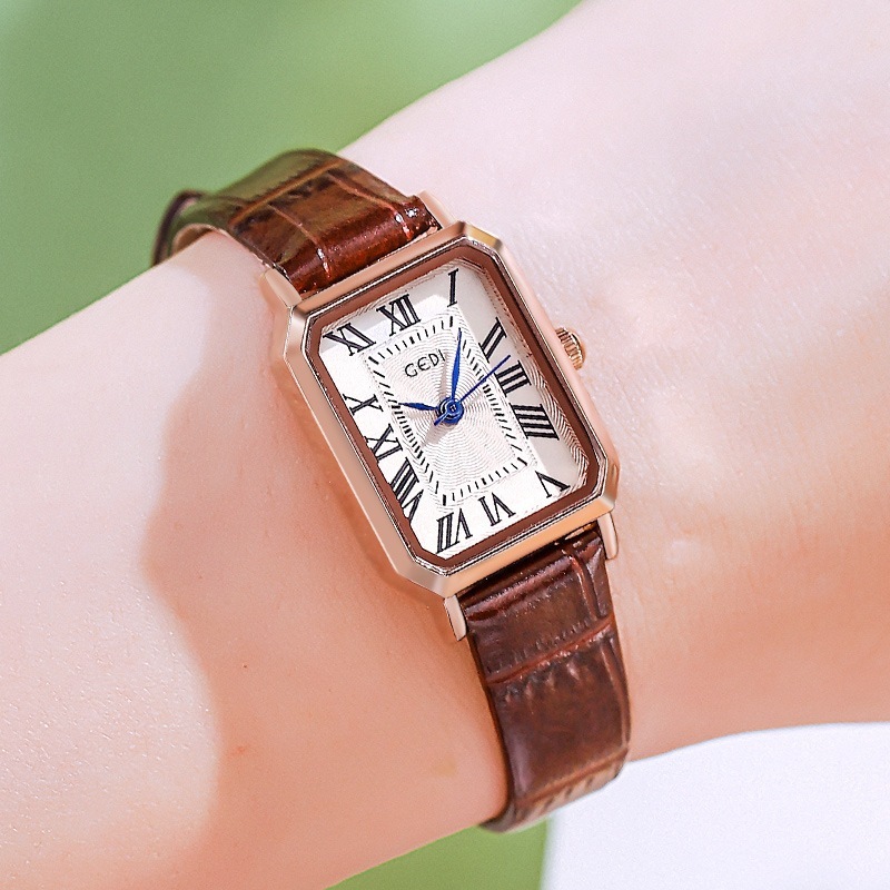 Đồng hồ nữ dây da mặt vuông thời trang vintage, đồng hồ đeo tay cường lực chống xước bảo hành 12 tháng | BigBuy360 - bigbuy360.vn
