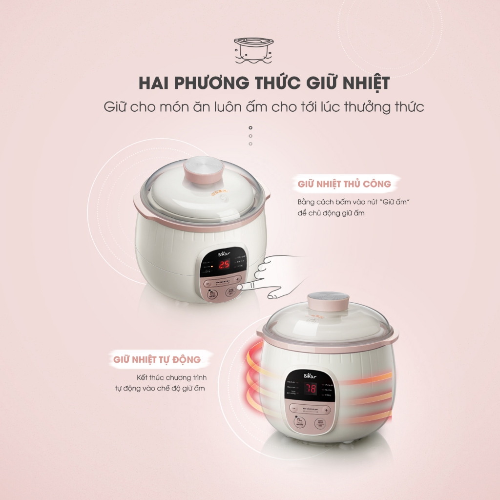Ảnh Combo Ăn Dặm Nồi Nấu Cháo Chậm 0.8L BEAR SUBE001 và Máy Xay Ăn Dặm 0.3L 8 Lưỡi B03V8 Nồi Nấu Cháo Chậm Máy Xay Thực Phẩm 4