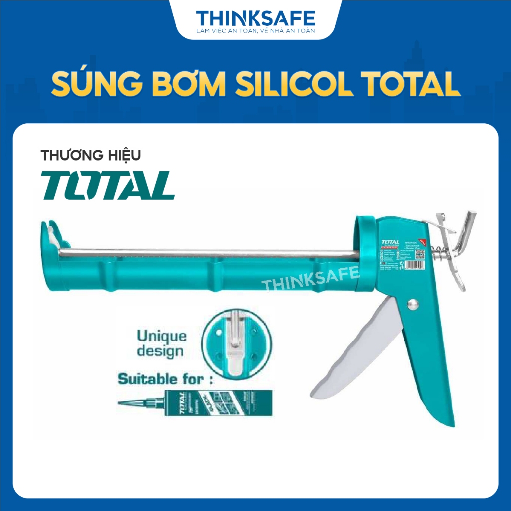 Súng bơm silicol Total THT21809, chuôi sắt có răng, súng bơm 9 inch ...