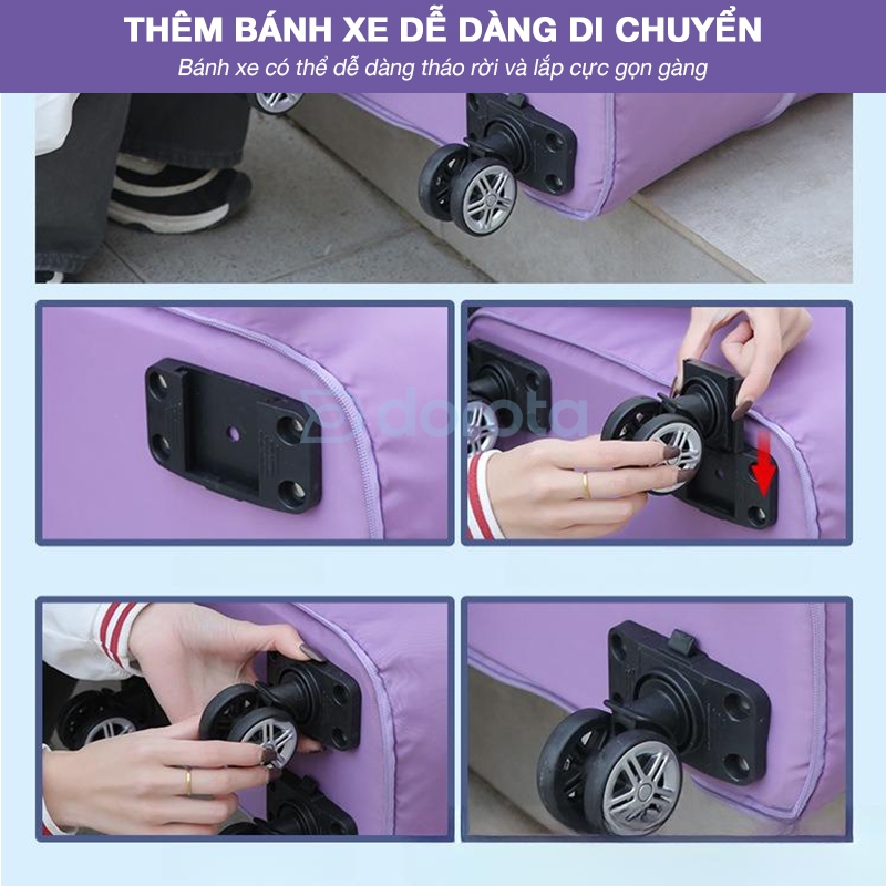Ảnh Túi du lịch 3 tầng gấp gọn có bánh xe kích thước lớn đi dã ngoại, công tác kéo tay, cài vali 3TBX 3