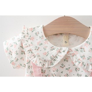 (3-6th) Váy thun cotton bé gái dạng yếm 0-2 tuổi Váy đầm hoa bé gái ngắn tay phong cách Hàn Quốc D933