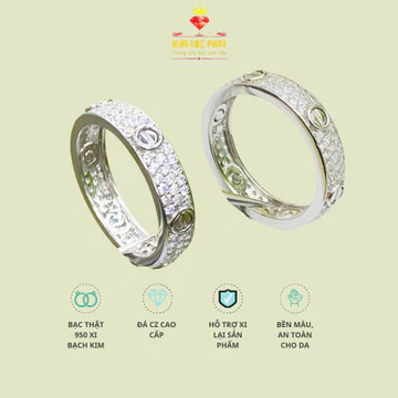 Nhẫn catier bạc, Nhẫn nữ bạc xi bạch kim, Nhẫn bạc nữ xi vàng trắng, Nhẫn ngón cái, Nhẫn ngón trõ - KIMLOCPHAT