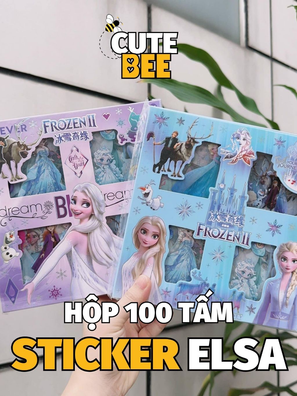 Hộp 100 tấm sticker FROZEN trong suốt cắt sẵn, họa tiết Elsa Anna nhiều ...